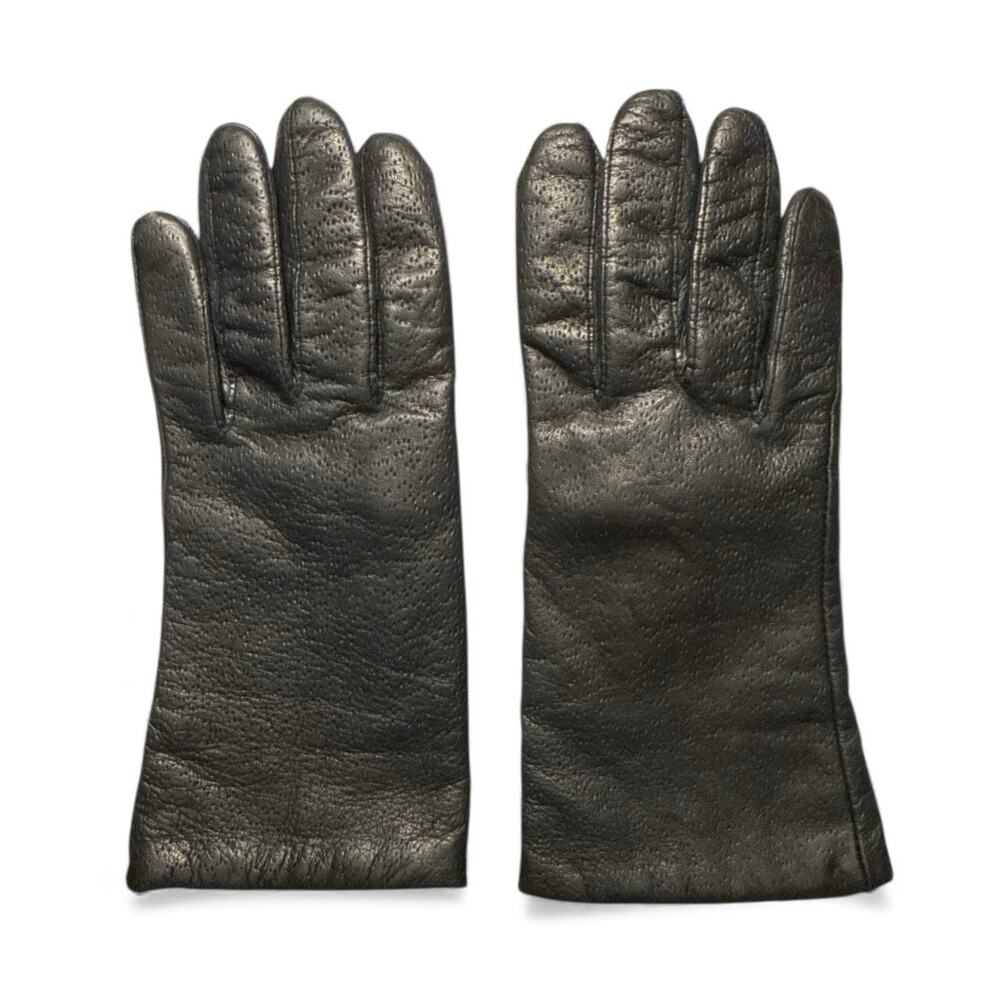 Hanes Her Way Ladies Medium Genuine Leather Gloves Black Made In India Lined